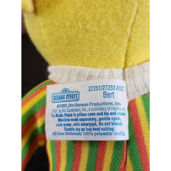 Sesame Street Bert, Tyco Preschool Plush Toy Doll 12" Vintage Collectible 1995 - Picture 6 of 8